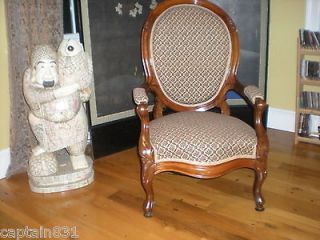 antique victorian rosewood wood flower upholstery chair 