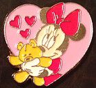 Minnie Mouse in Heart hugging Teddy Bear Disney Trading Pin