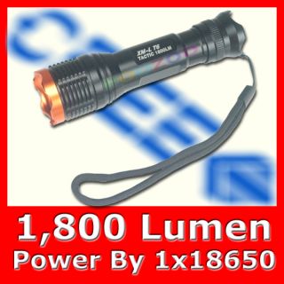 1800 Lumens Zoomable CREE XM L T6 LED 18650 Flashlight Super Bright 