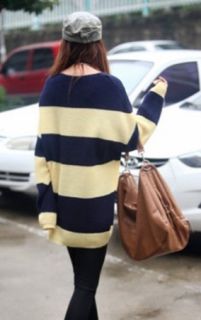 SP26 Ladies Good Quality Stripes V Neck Loose Yellow Sweater Jumpers 