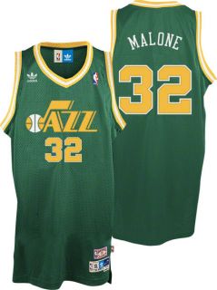 Karl Malone Jersey Adidas Green Throwback Swingman 32 Utah Jazz Jersey 