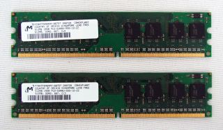 Micron 2 x 512MB 1GB PC2 5300 DDR2 RAM 667MHz CL5 240 Pin DIMM Desktop 