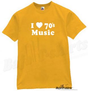 Love 70s Music T Shirt Funny Retro Tee  DJ Gold L