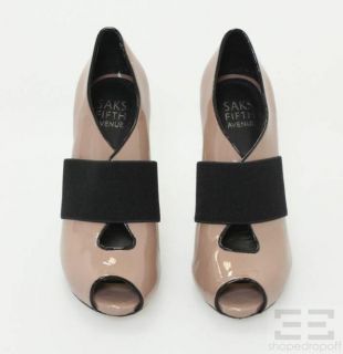  Tan Patent Leather Peep Toe Heels Size 6