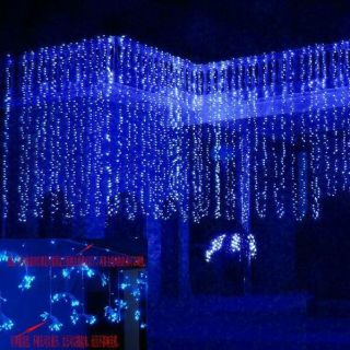 Christmas Blue 600 LED Water Flow Waterfall Decoration Lights String 6 