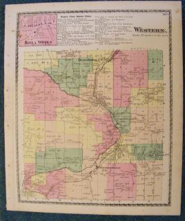 Antique 1874 Map Western Oneida County NY New York
