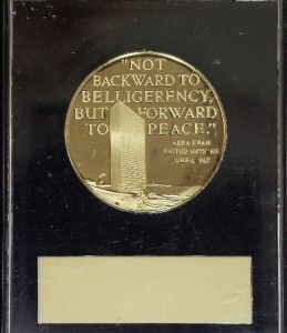 1967 Israel ABBA Eban Peace Medal Gold on Sterling PR
