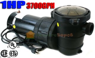 1HP 3700GPH Above Ground Swimming Pool Pump w Strainer UL Listed 2 