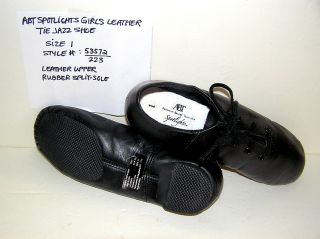 ABT Spotlights Girls Black Leather Oxford Jazz Shoe Size 1 M