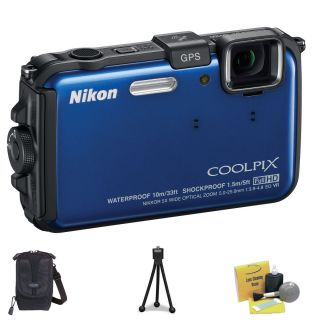   Coolpix AW100 26292 BLUE HD GPS Waterproof Digital Camera + ACC Kit