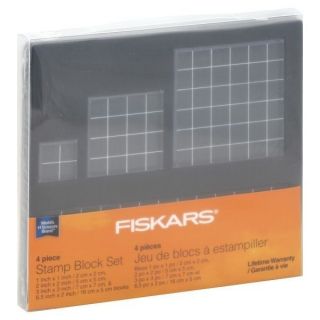 Fiskars Acrylic Stamp Block Set of 4 Sizes Clear