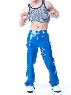 Squeeze Dog Latex Gummi Rubber Casual Active Sporty Pants Blue