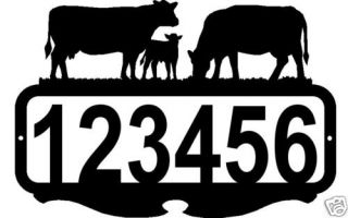 Custom Address Sign Personalized Metal Art Cow Decor