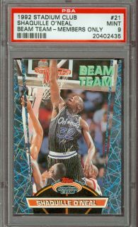 1992 Stadium Club Shaquille ONeal PSA 9 21 Beam Team Members Only 