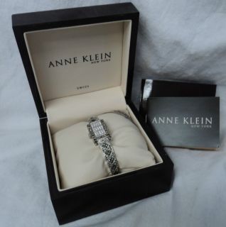 Anne Klein AK Ladies Locket Wrist Watch Bracelet Black Diamonds Box 