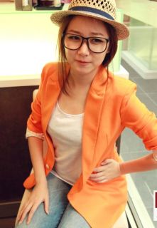 Women Suit Blazer Turn Back Cuff Jacket Candy Color S