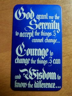 ALCOHOLICS ANONYMOUS SERENITY PRAYER ETCHED IN ALUMINUM BUSINESS CARDS 