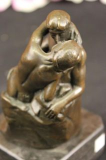 Art Deco Bronze   The Kiss Nude Lovers Figure A Rodin Statue Sculpture 