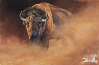 Causing A Stir by Edward Aldrich Bison Buffalo Wildlife