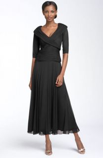 Alex Evenings Black Portrait Collar Mesh Dress Size 14