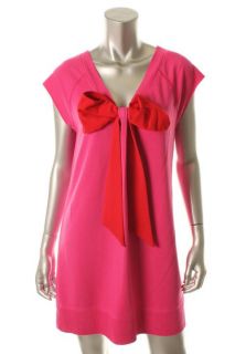 Aiko New Pink French Terry Cap Sleeve Bow Back Casual Dress Tunic s 