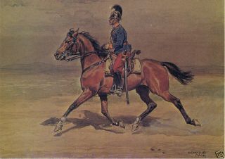   Man Riding Horse Signed Alexander Pock Modern Art Postcard