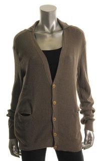 Alexander McQueen New Taupe Button Front Ribbed Long Sleeve Cardigan 
