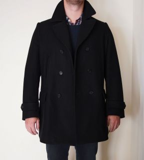 Alexander McQueen Black Wool Coat Peacoat Size It 52