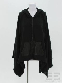 Alexander Wang Black Cotton & Leather Sweatshirt Poncho Size XS