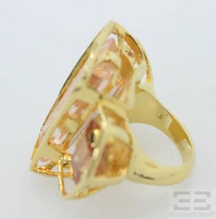 Alexis Bittar Gold Pink Jewel Triple Ring Size 6 25