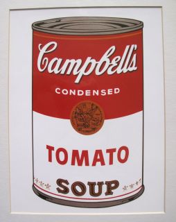 Andy Warhol Campbells Tomato Soup Matted Art Lithograph with White 