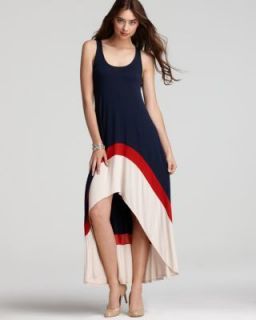 Akiko New Multi Color Hi Low Knit Maxi Casual Dress M BHFO