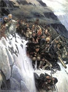 1799 Crossing Alps Russian Print Generalissimo Suvorov