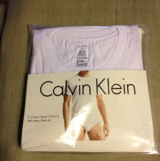 NEW CALVIN KLEIN 3 CREW NECK T SHIRT FOR MEN,100% COTTON CLASSIC FIT 
