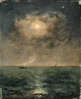 Moonlit Seascape Alfred Stevens Oil Painting Repro