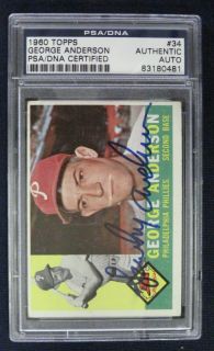 1960 Topps George Anderson Signed Card PSA DNA Auto Slabbed