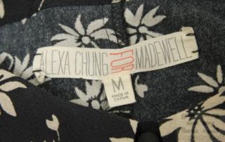 Alexa Chung for Madewell Black & Ivory Floral Print Button Up Shirt 