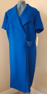 Alex Marie Royal Blue Knit Dress Sz 20 w Wrap Bodice Heavy Knit