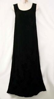 Spencer Alexis Long Black Dress Size 14 Black Roses Floral Jacquard 
