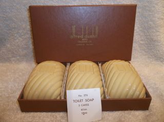 Vintage Alfred Dunhill 3 Bars Mens Bath Soap UNUSED in Gift Box Not 