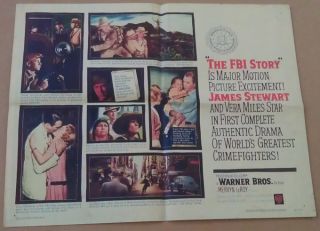 The FBI Story Movie Poster Half Sheet 1959 Original Folded 22x28 James 