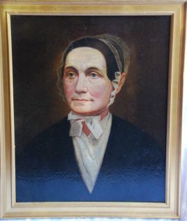 american folk art oil painting on canvas portrait of a quaker lady c 