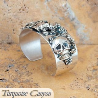 Navajo Native American Sterling Silver Skull Cuff Bracelet SKU#224494