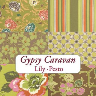 Amy Butler Gypsy Caravan Lily 6 Fat Quarters Pesto Green Westminster 