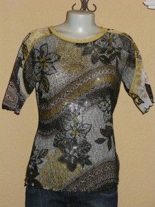 ANAC Designed by Kimi Art in Motion Yellow Black Top XL