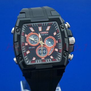   XL Military Analog&Digital Square Face Black Quartz Sport Wrist Watch