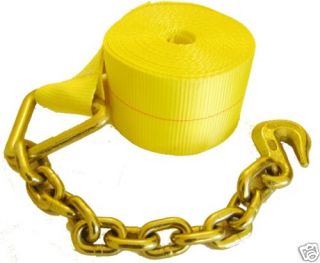 10 4 x 30 Winch Straps with Chain Anchors Tie Down