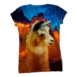 AnimalShirtsUSA Andes Llama Sunset Womens Top Ladies T Shirt