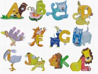 26pcs Animal Alphabet 3D Jigsaw Paper Puzzle Early Learning 
