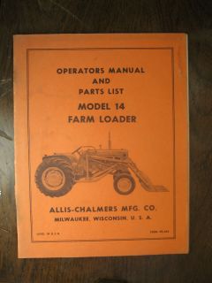 TPL 342 Allis Chalmers Manual Parts Model 14 Farm Loader